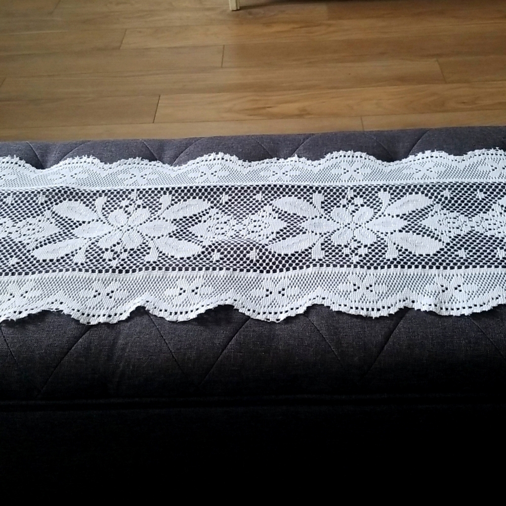 Long White Lacey Table Runner 66"x12"